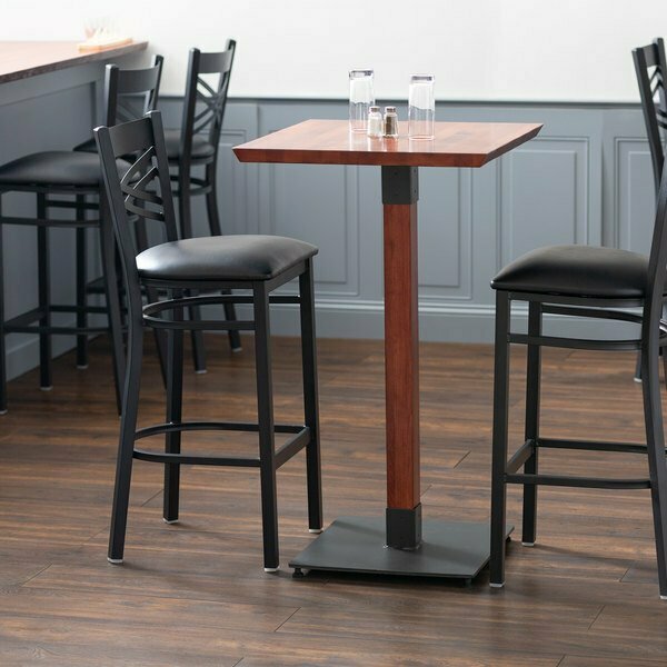 Lancaster Table & Seating 24'' Square Solid Wood Live Edge Bar Height Table with Mahogany Finish 3492424CLM37